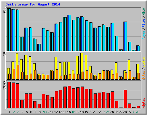 Daily usage for August 2014