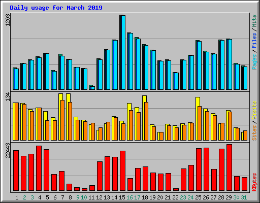Daily usage for March 2019