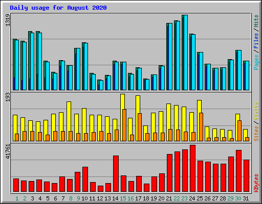 Daily usage for August 2020