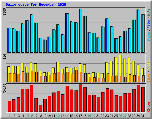Daily usage for December 2020