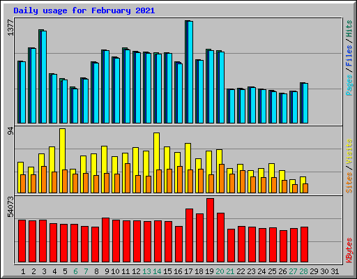 Daily usage for February 2021