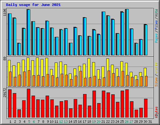 Daily usage for June 2021