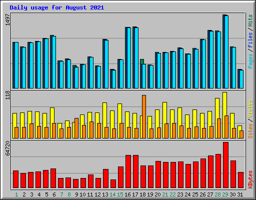 Daily usage for August 2021
