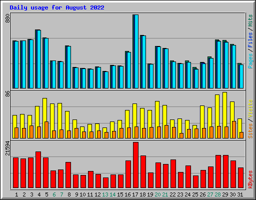 Daily usage for August 2022