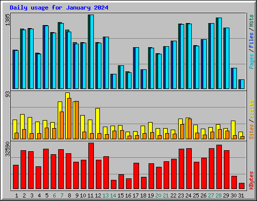 Daily usage for January 2024