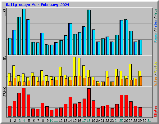 Daily usage for February 2024