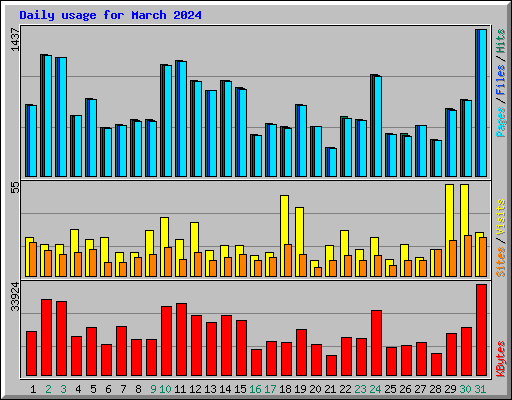 Daily usage for March 2024