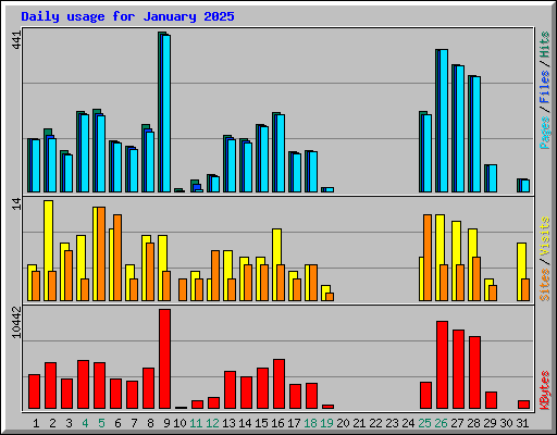 Daily usage for January 2025