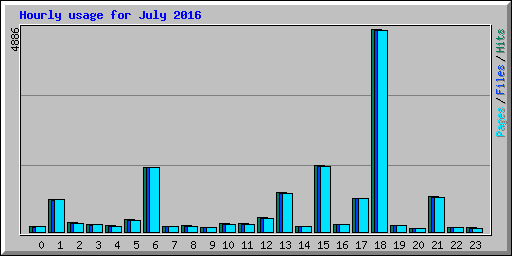 Hourly usage for July 2016