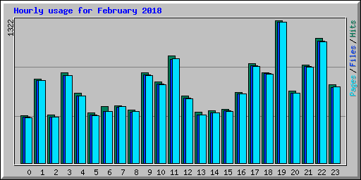 Hourly usage for February 2018